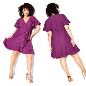 City Chic Women's All Over Lace Crochet Party Mini Dress‎ Babydoll Y2K Size 14